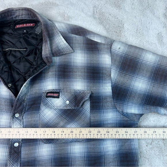 Dickies Quilted Shirt Jacket Shacket Plaid Pearl Snap Mens Size XL - Picture 16 of 16